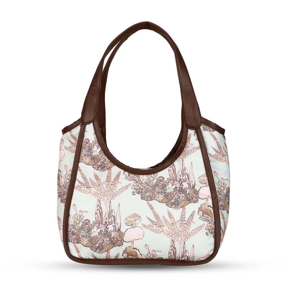 ENSAC Oval Cotton Hobo Bag for Women – Botanical Print Shoulder Bag