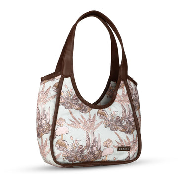 ENSAC Oval Cotton Hobo Bag for Women – Botanical Print Shoulder Bag