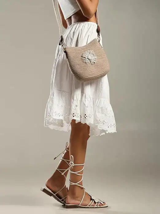 ENSAC Bucket Sling Bag for Women | Woven Nylon Rope Crossbody Bag