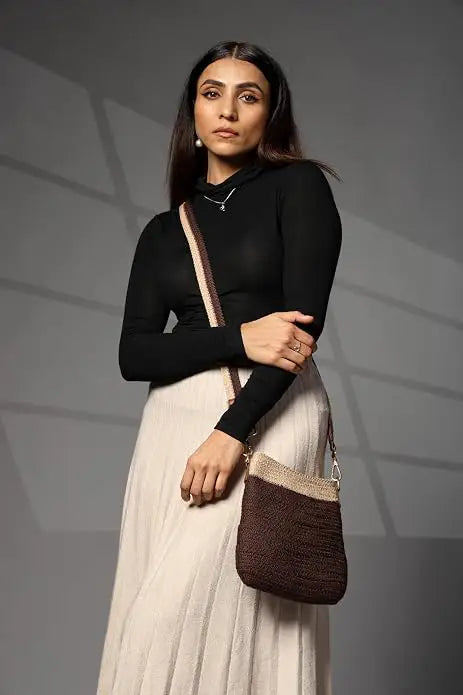 ENSAC Bucket Sling Bag for Women | Woven Nylon Rope Crossbody Bag