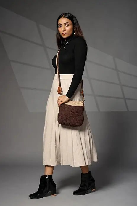 ENSAC Bucket Sling Bag for Women | Woven Nylon Rope Crossbody Bag