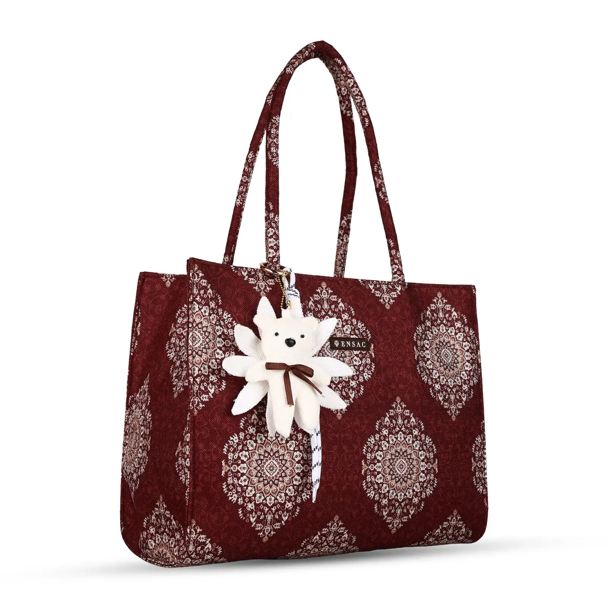 ENSAC Women’s Mini Tote Bag with Printed woven, Zip & Charm