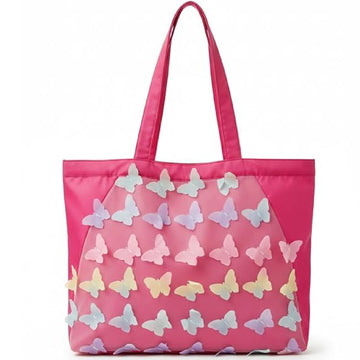 ENSAC Women's Pink 3D Butterfly Tote Bag & Shoulder Bag with Top Handles