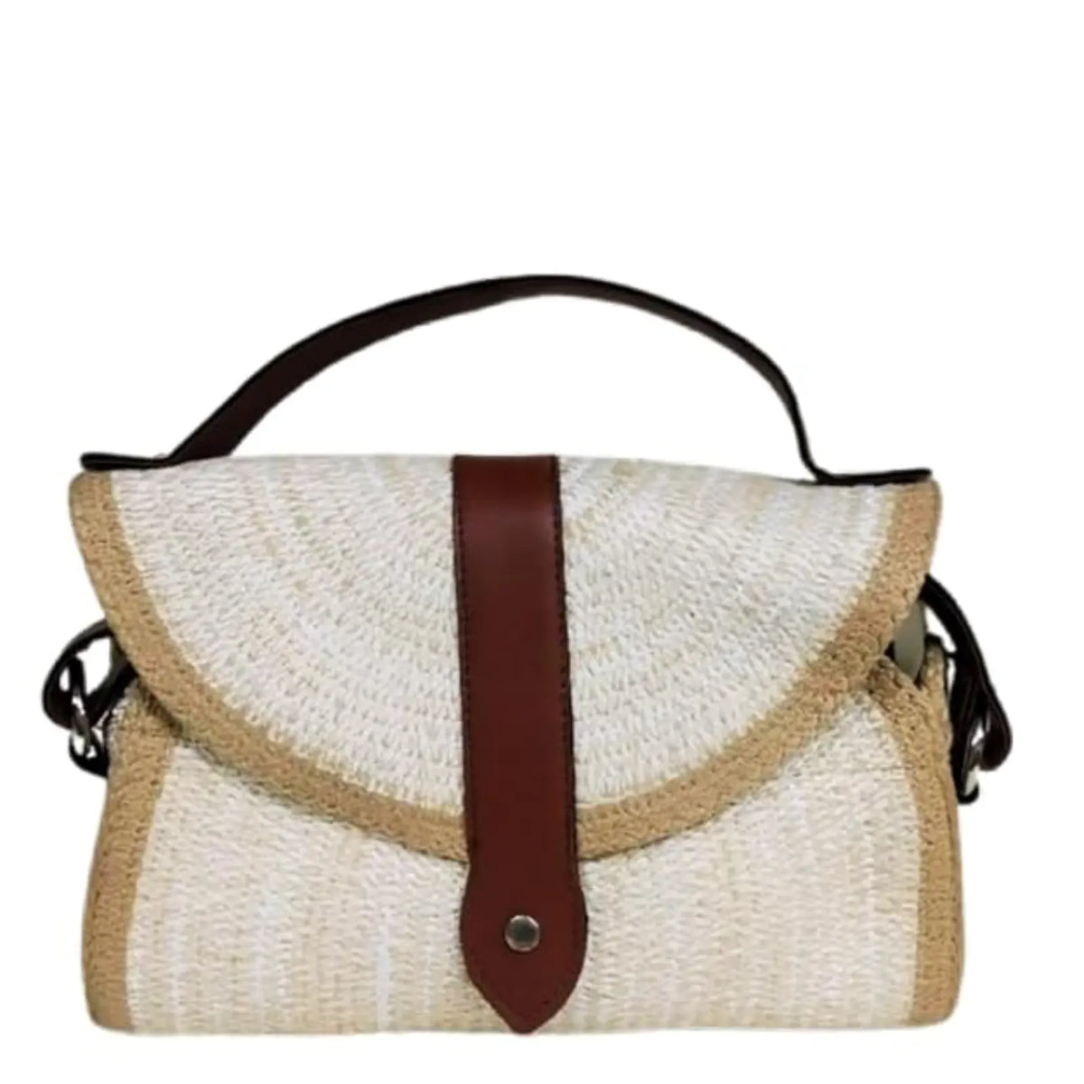 ENSAC Women's Woven Crochet Sling Bag with Flap, Top Handle & Crossbody Bag
