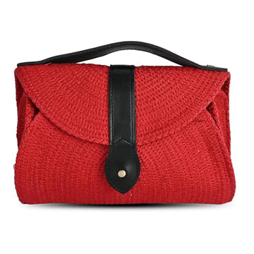 ENSAC Women's Woven Crochet Sling Bag with Flap, Top Handle & Crossbody Bag