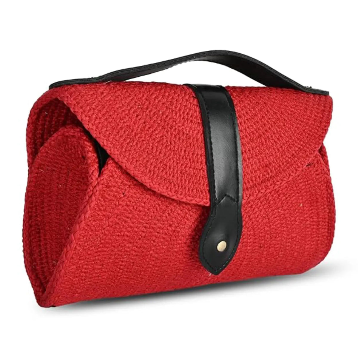 ENSAC Women's Woven Crochet Sling Bag with Flap, Top Handle & Crossbody Bag