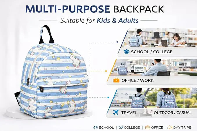 ENSAC Cute Backpack for Girls – Printed Canvas School & Picnic Travel Bag
