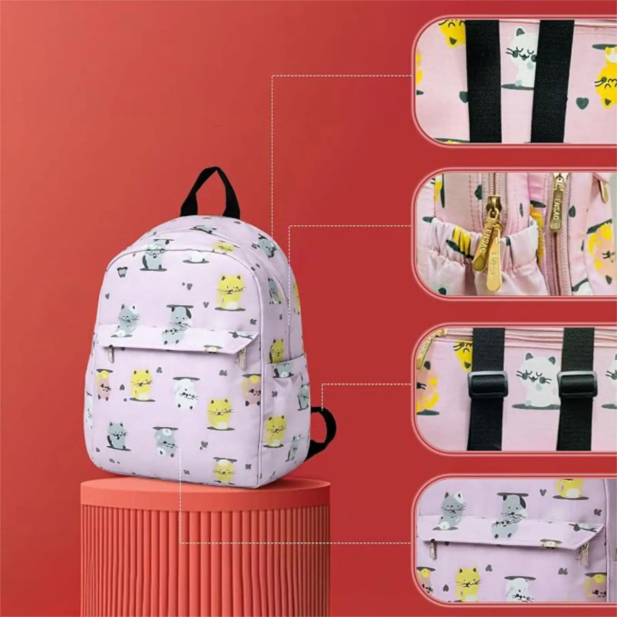 ENSAC Cute Backpack for Girls – Printed Canvas School & Picnic Travel Bag