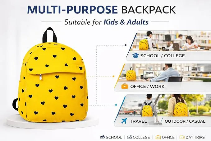 ENSAC Cute Backpack for Girls – Printed Canvas School & Picnic Travel Bag