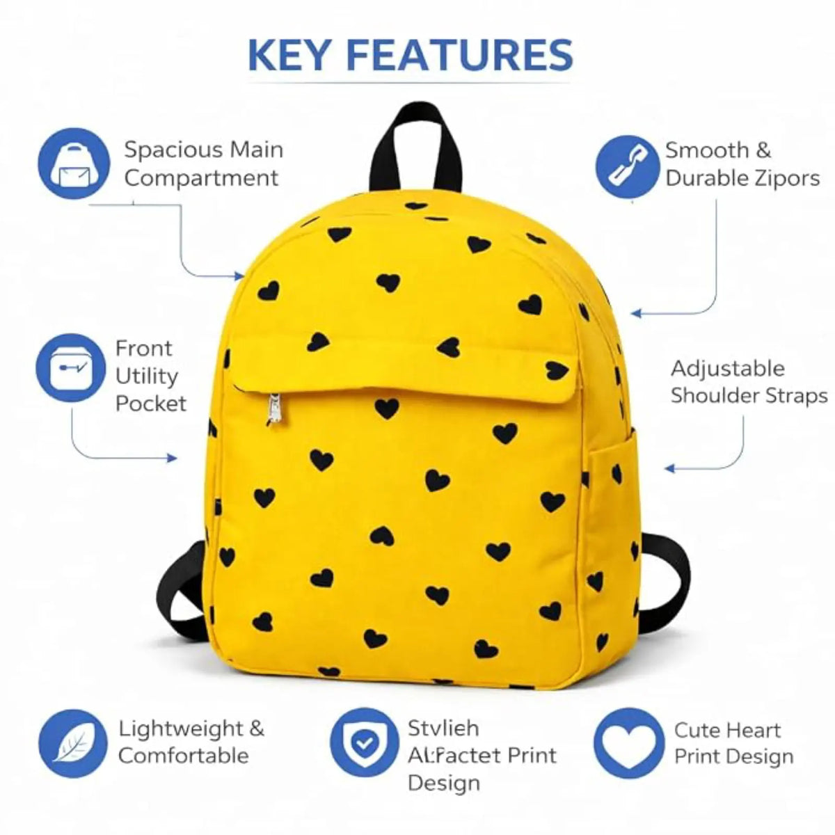 ENSAC Cute Backpack for Girls – Printed Canvas School & Picnic Travel Bag