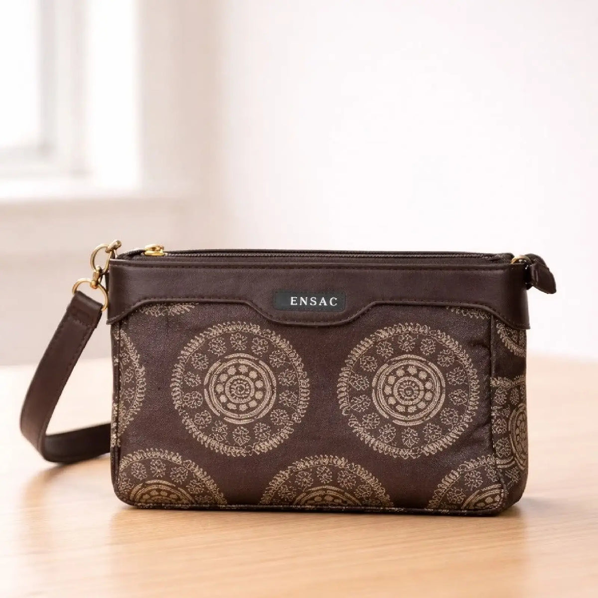 Ethnic Motif Print Crossbody Sling Bag for Women – Lightweight Satin Silk Purse