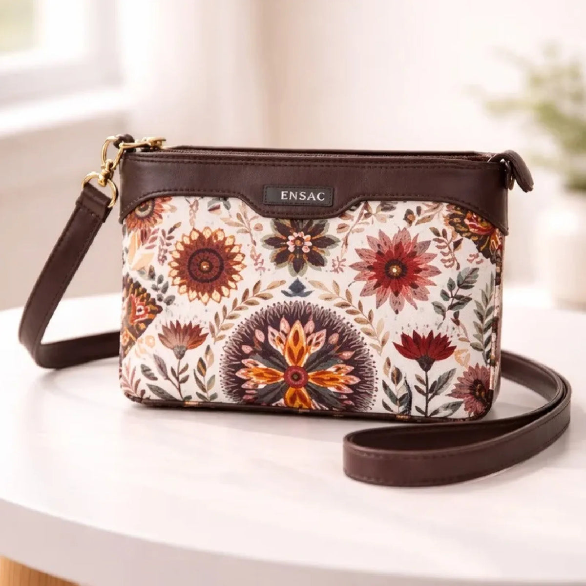 Ethnic Motif Print Crossbody Sling Bag for Women – Lightweight Satin Silk Purse