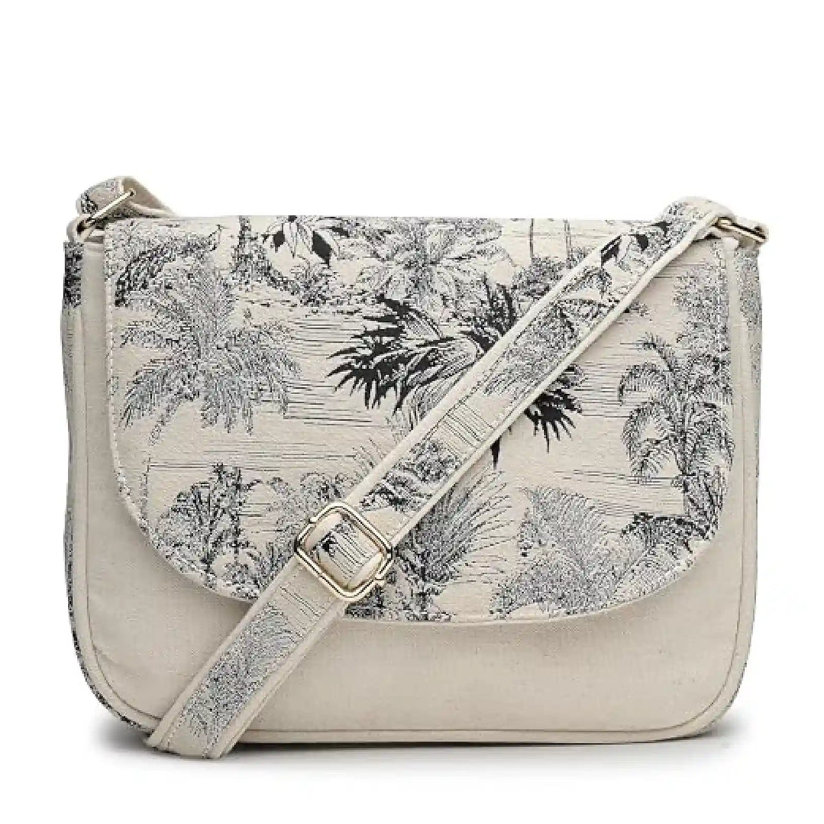 ENSAC Flap Sling Bag – Printed Canvas Crossbody Bag for Women