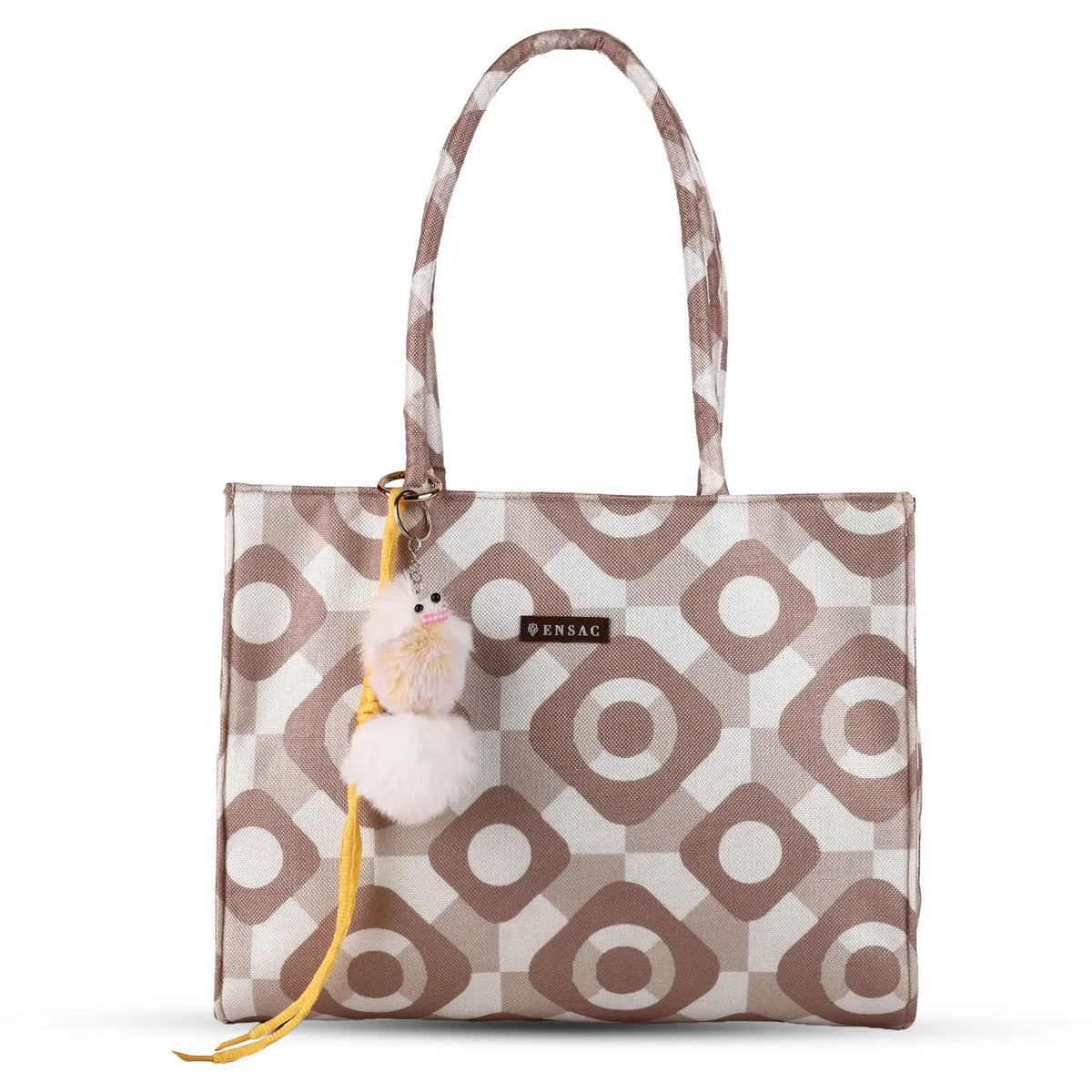 ENSAC Women’s Mini Tote Bag with Printed woven, Zip & Charm
