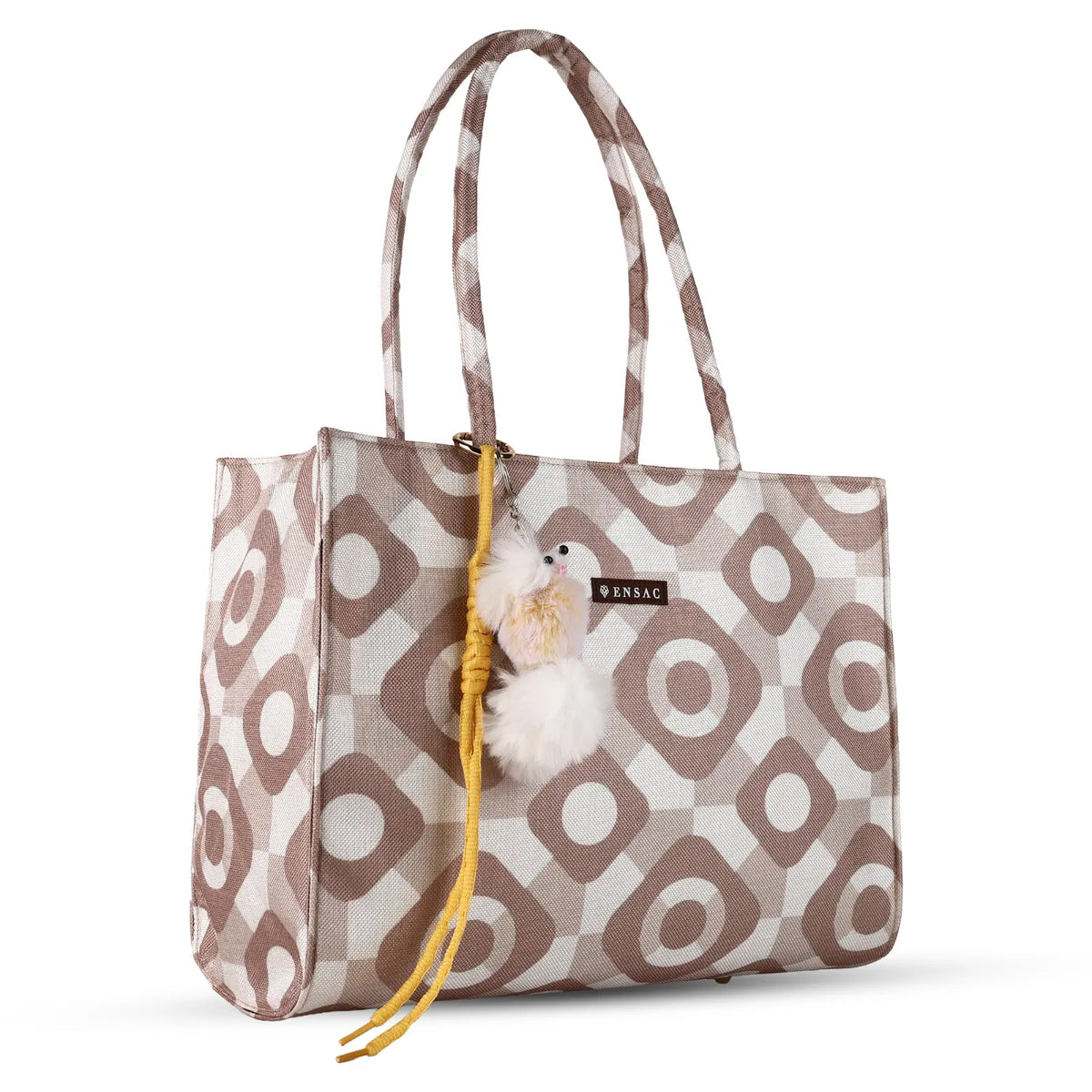 ENSAC Women’s Mini Tote Bag with Printed woven, Zip & Charm