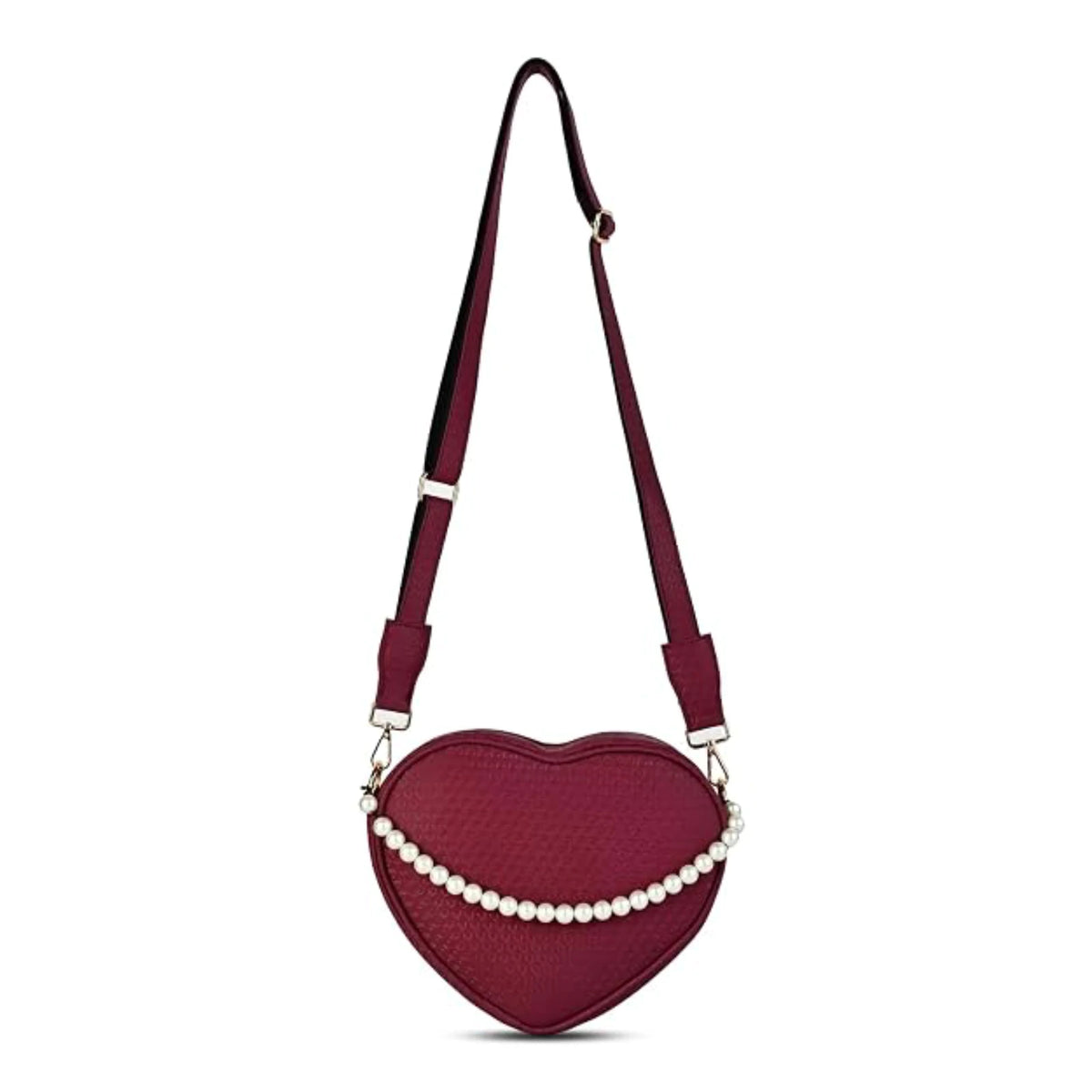 ENSAC Heart Shaped Bag for Women – Pearl Crossbody Sling Bag with Tassel