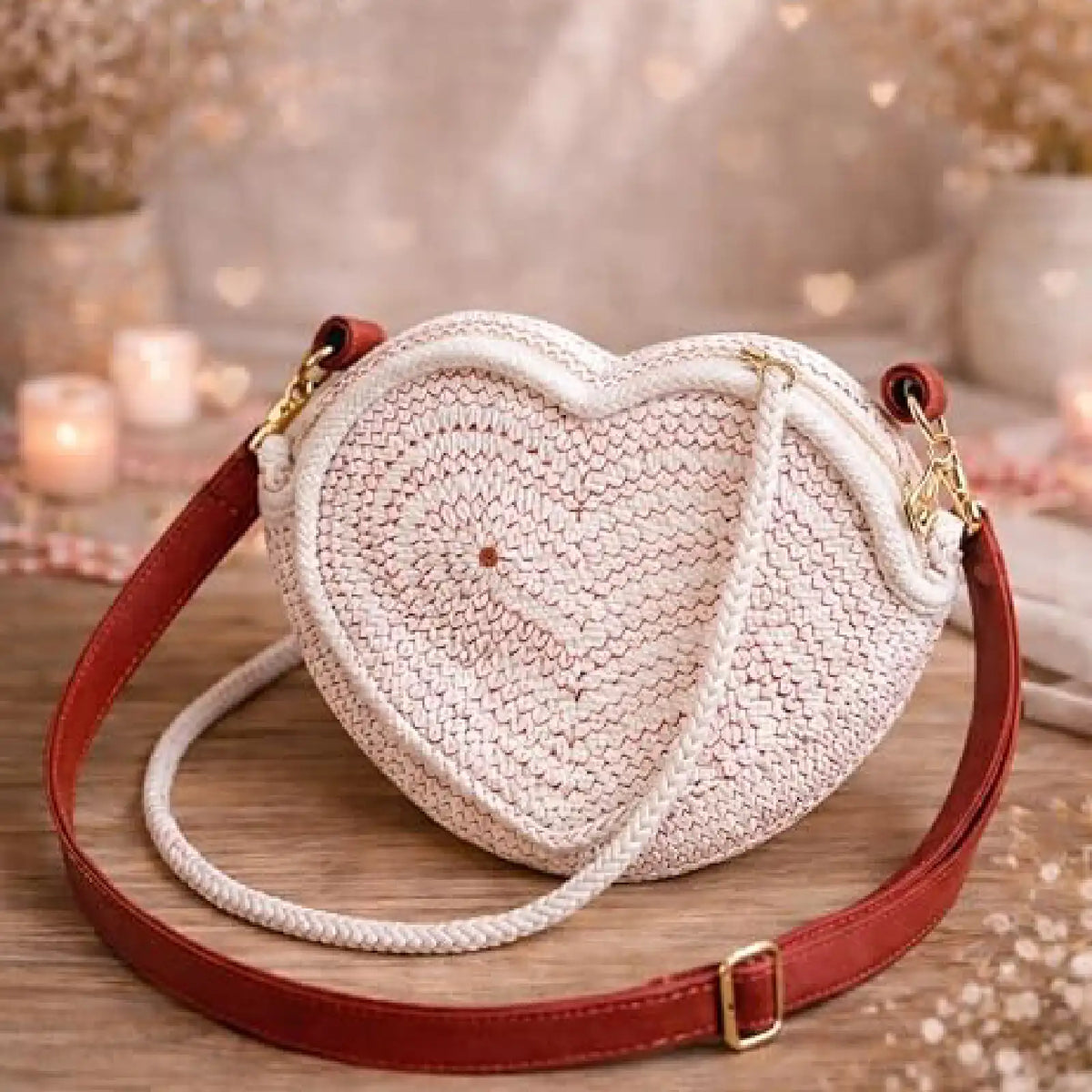 ENSAC Heart Shaped Bag for Women – Pearl Crossbody Sling Bag with Tassel