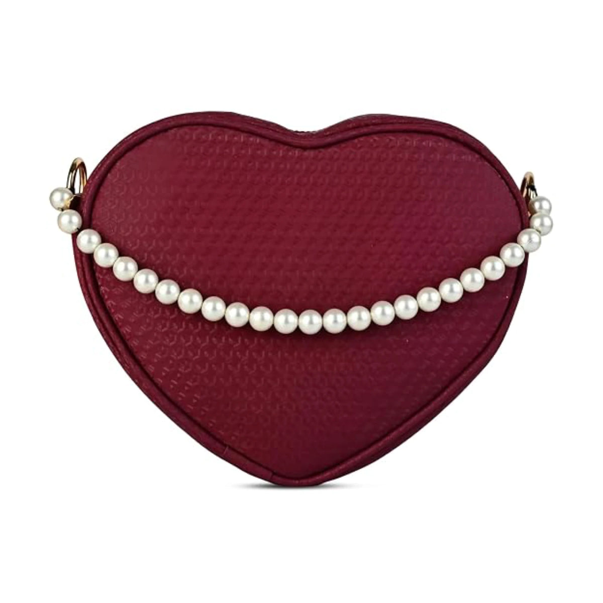 ENSAC Heart Shaped Bag for Women – Pearl Crossbody Sling Bag with Tassel