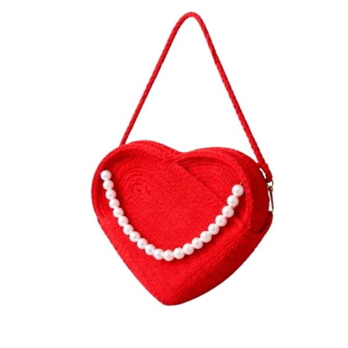 ENSAC Heart Shaped Bag for Women – Pearl Crossbody Sling Bag with Tassel