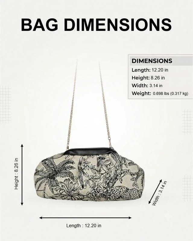 ENSAC Clutch Sling Bag for Women | Woven Jacquard Chain Strap Party Evening Bag