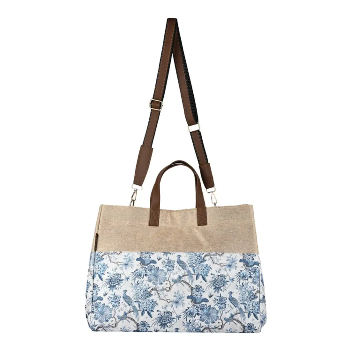 ENSAC Women's Printed Jute Tote Bags with Zip Closure & Top Handles