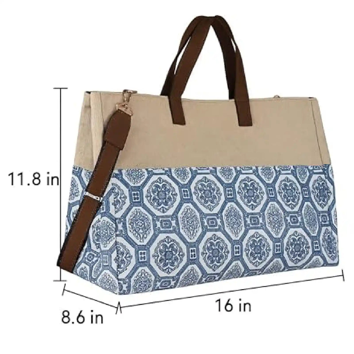 ENSAC Women's Printed Jute Tote Bags with Zip Closure & Top Handles