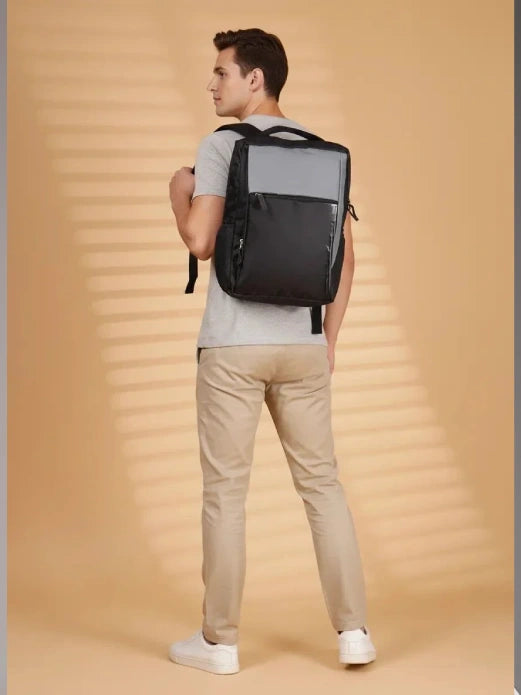 ENSAC Laptop Backpack for Men – Minimalist Dual-Tone Black & Grey Office & College Bag