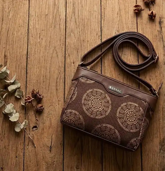ENSAC Women's Ethnic Sling Bag – Printed Satin Silk Crossbody Bag