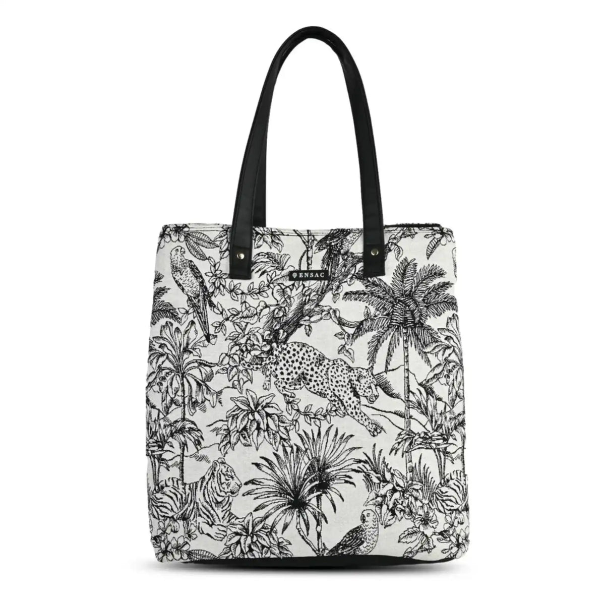ENSAC Multi Compartment Tote Bag for Women | Floral & Giraffe Forest Printed Shoulder Bag