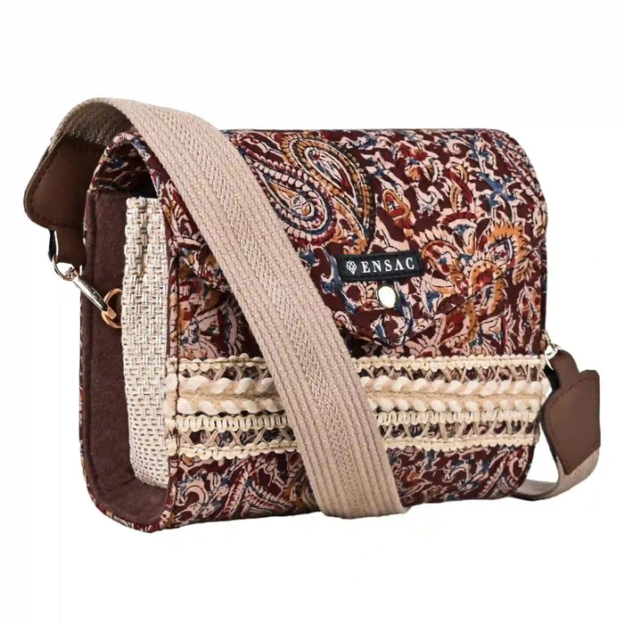 ENSAC Kalamkari Sling Bags – Handcrafted Canvas Crossbody Bags for Women