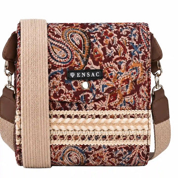 ENSAC Kalamkari Sling Bags – Handcrafted Canvas Crossbody Bags for Women