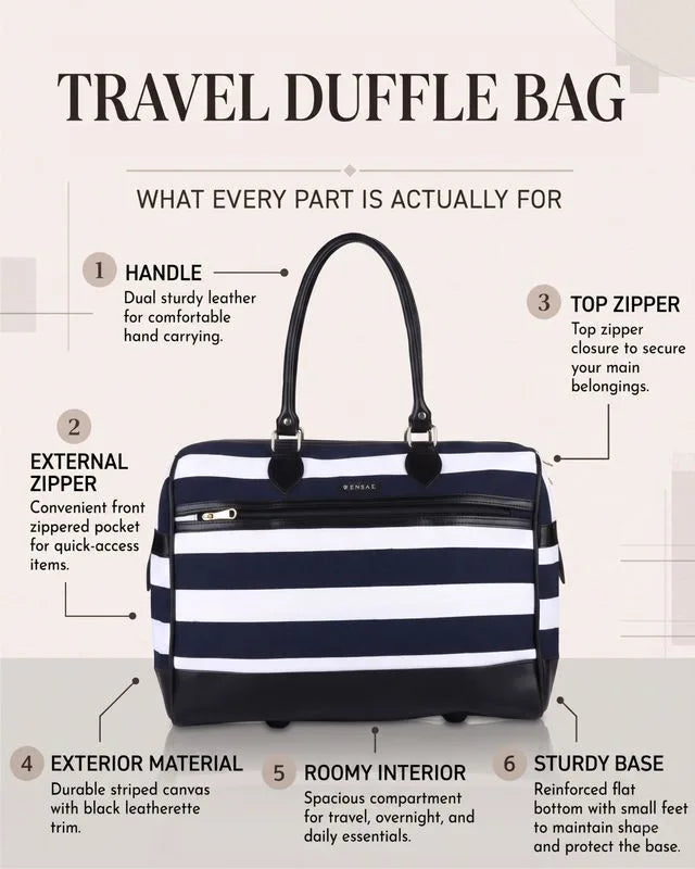 A Classic Stripe Travel Duffel Bag for Women & Men