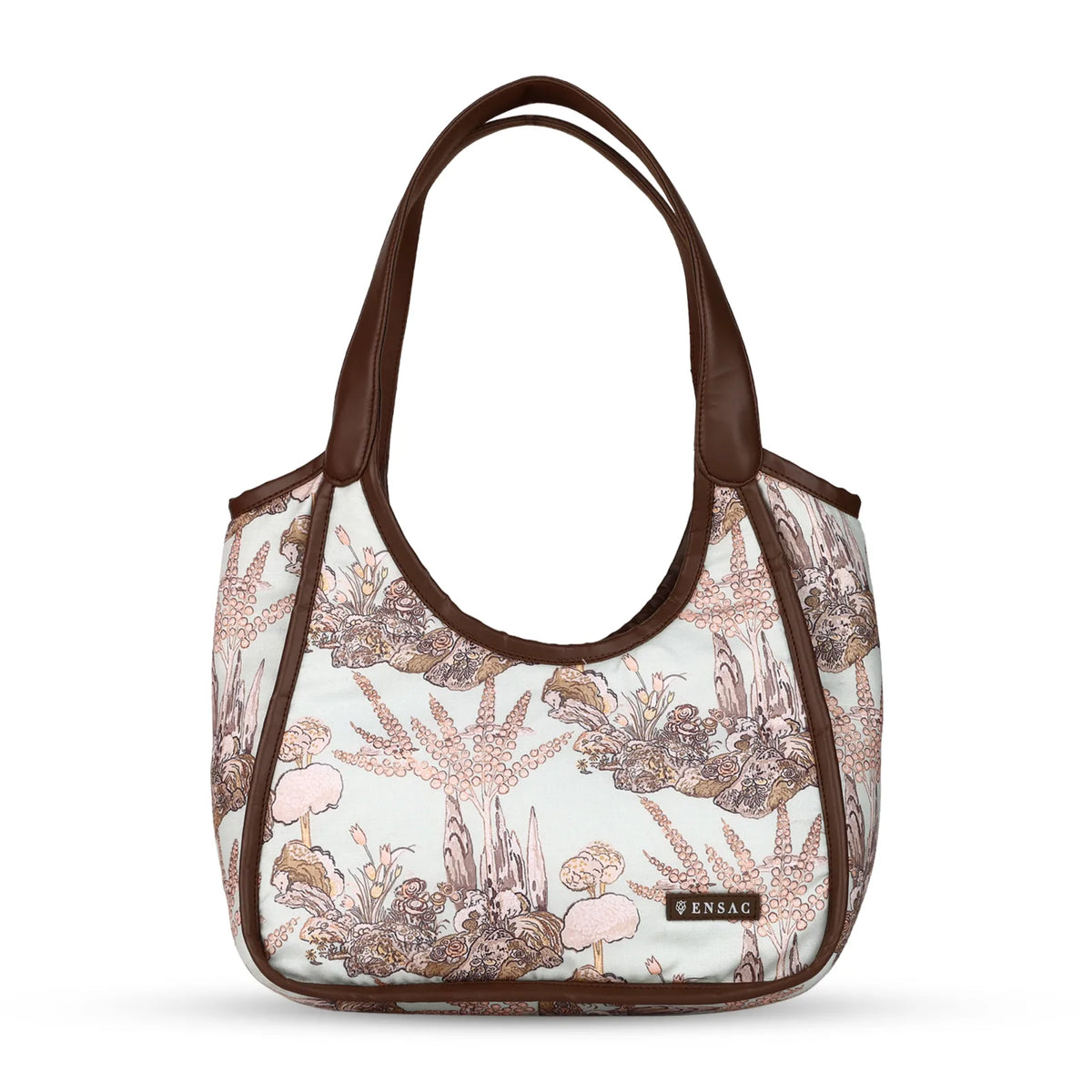 ENSAC Oval Cotton Hobo Bag for Women – Botanical Print Shoulder Bag