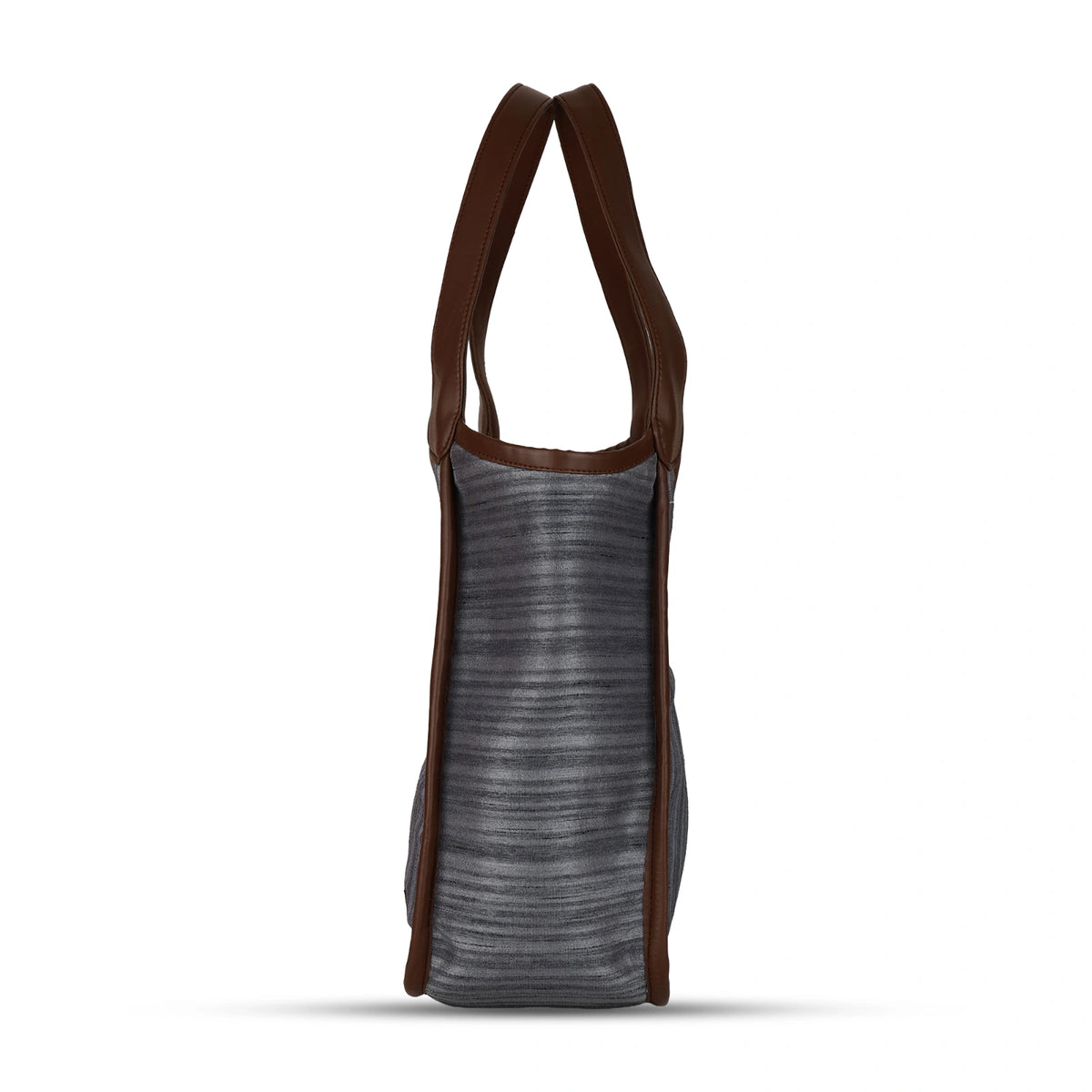 ENSAC Oval Textured Grey Hobo Bag for Women with Brown Trim