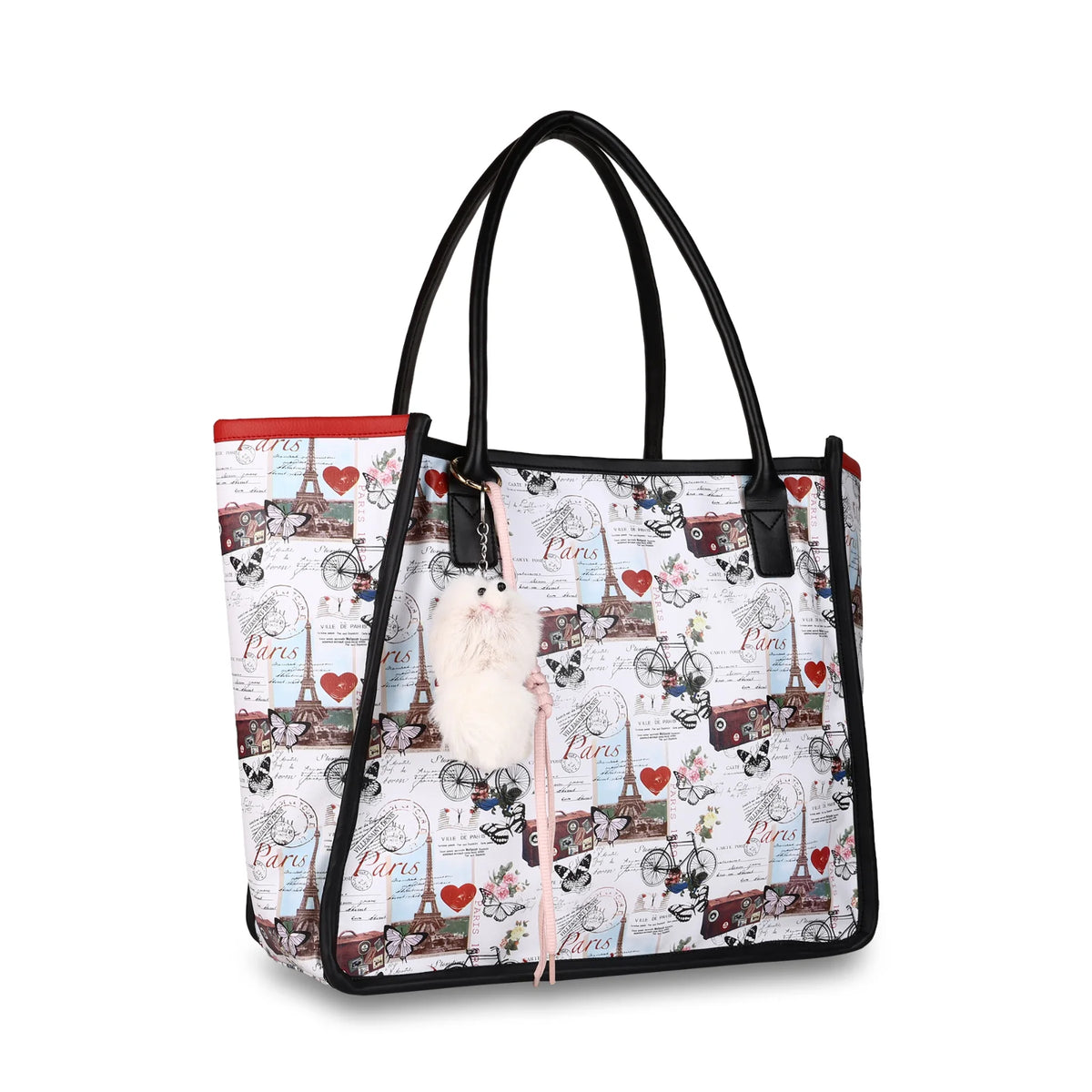 ENSAC Women’s Paris Print Structured Laptop Tote Bag with Charm