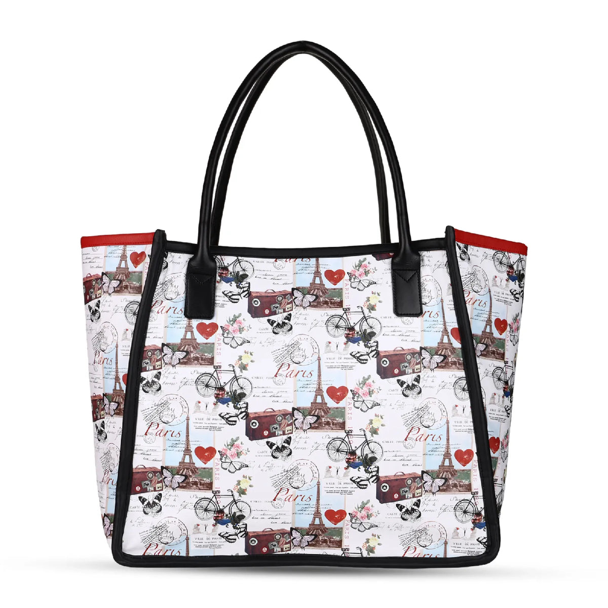 ENSAC Women’s Paris Print Structured Laptop Tote Bag with Charm