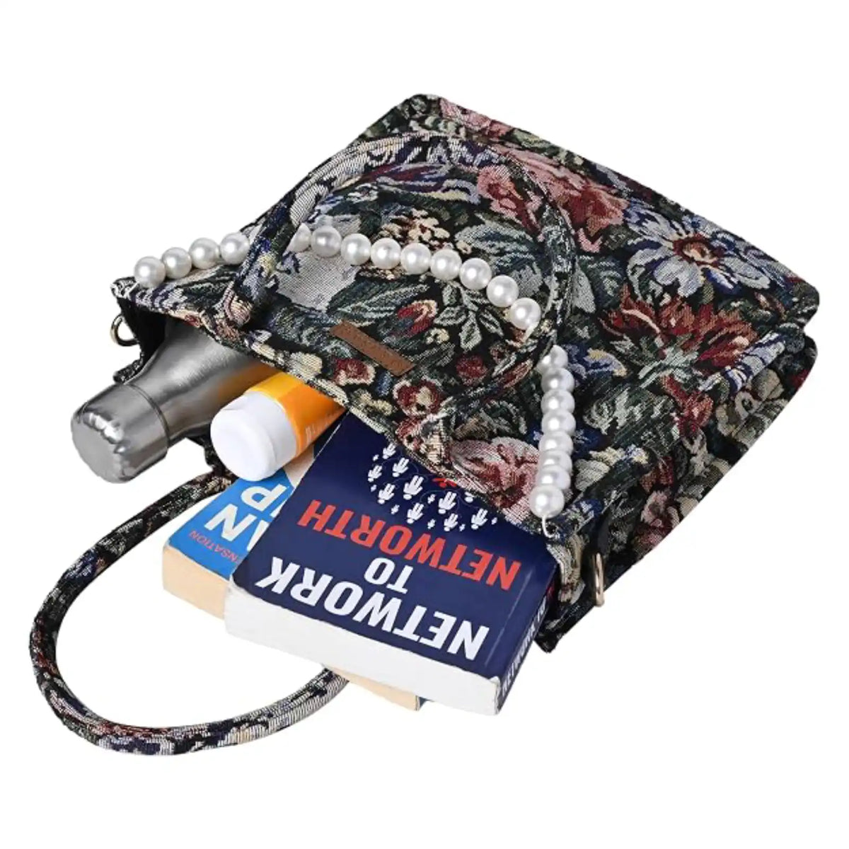 ENSAC Women's Printed Pearl Bag & Woven Jacquard Sling Bag with Top Handle