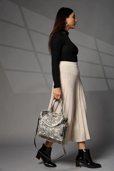 ENSAC Women's Printed Pearl Bag & Woven Jacquard Sling Bag with Top Handle
