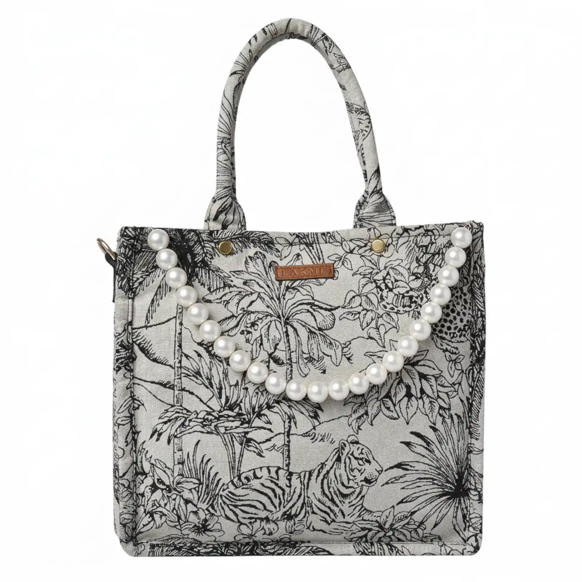 ENSAC Women's Printed Pearl Bag & Woven Jacquard Sling Bag with Top Handle