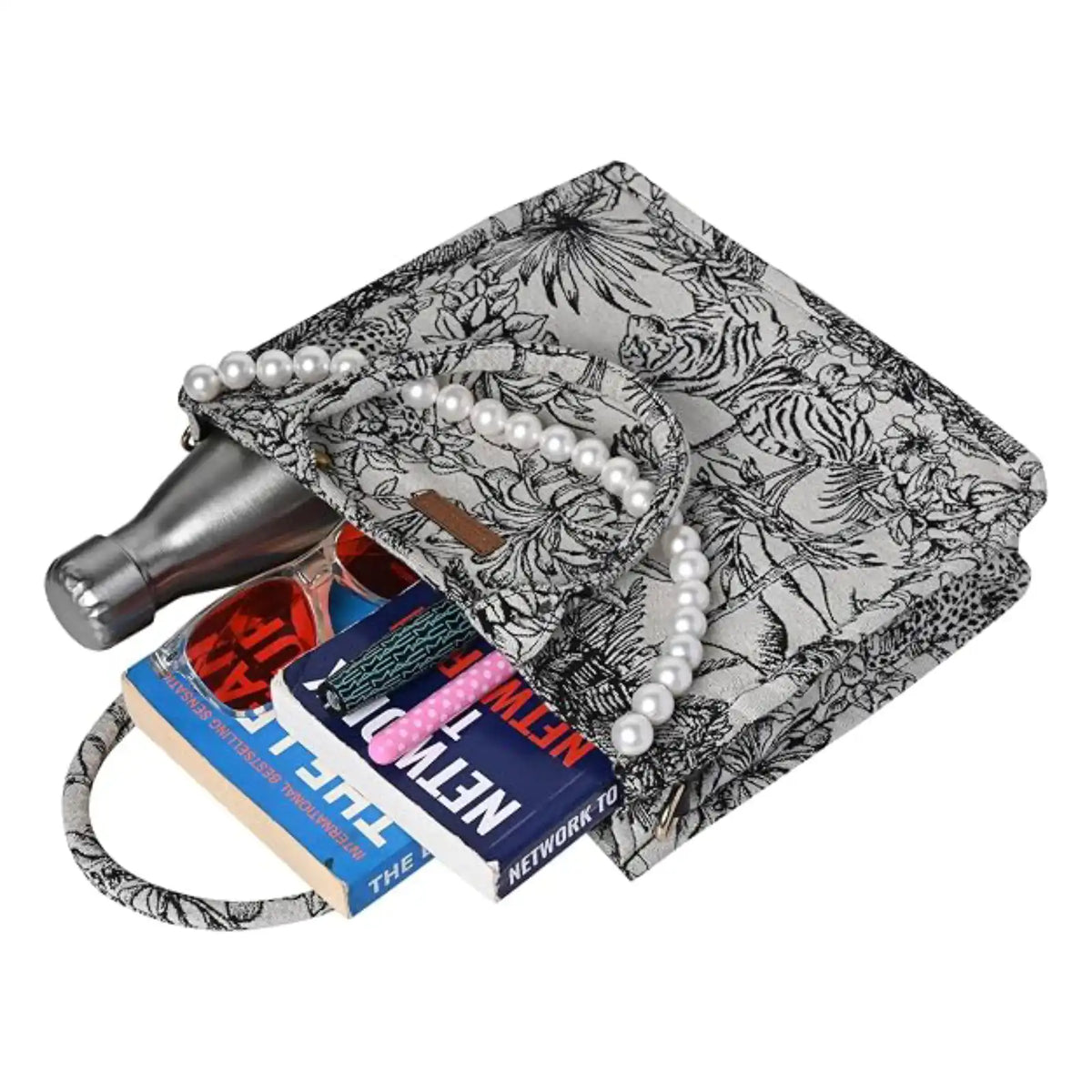 ENSAC Women's Printed Pearl Bag & Woven Jacquard Sling Bag with Top Handle