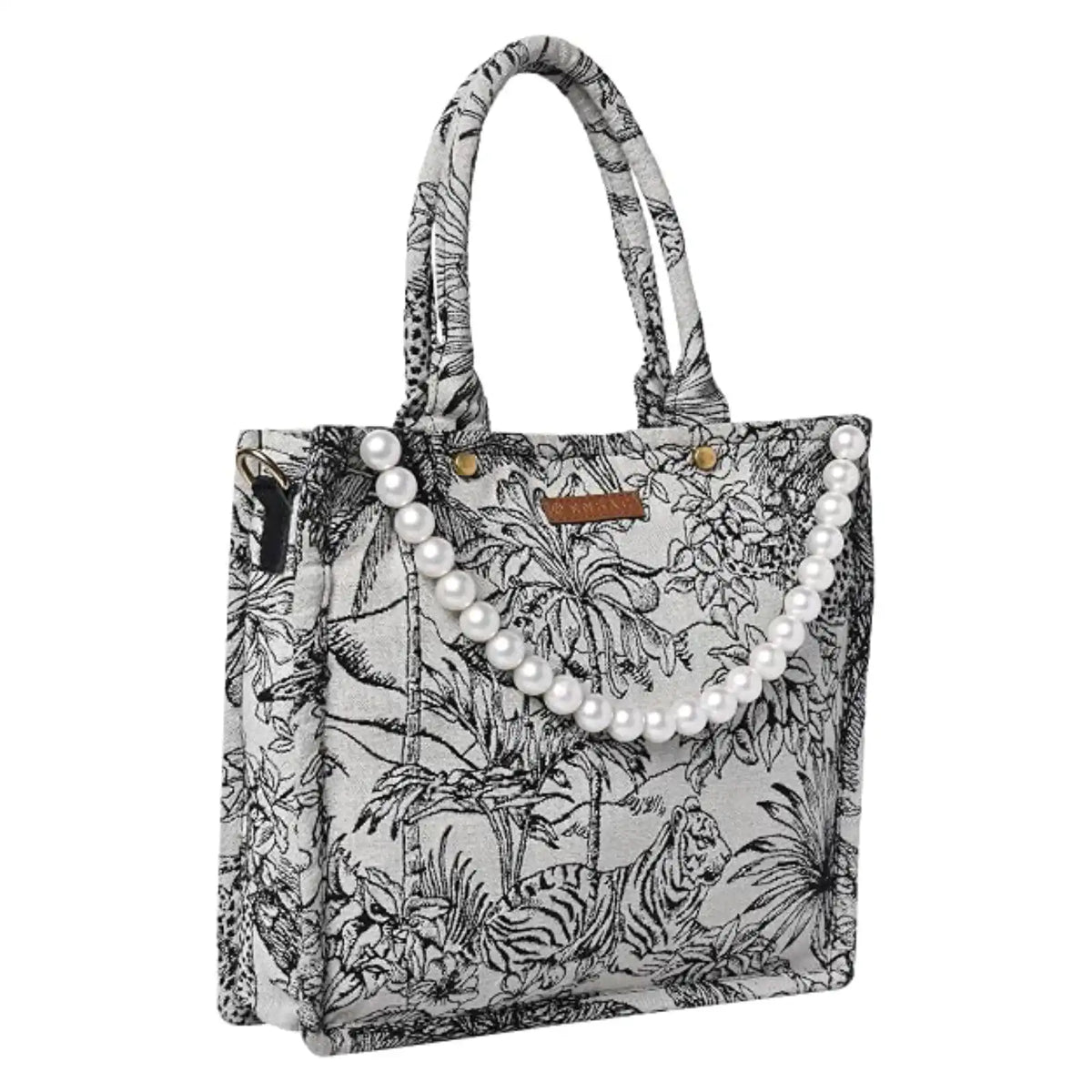 ENSAC Women's Printed Pearl Bag & Woven Jacquard Sling Bag with Top Handle