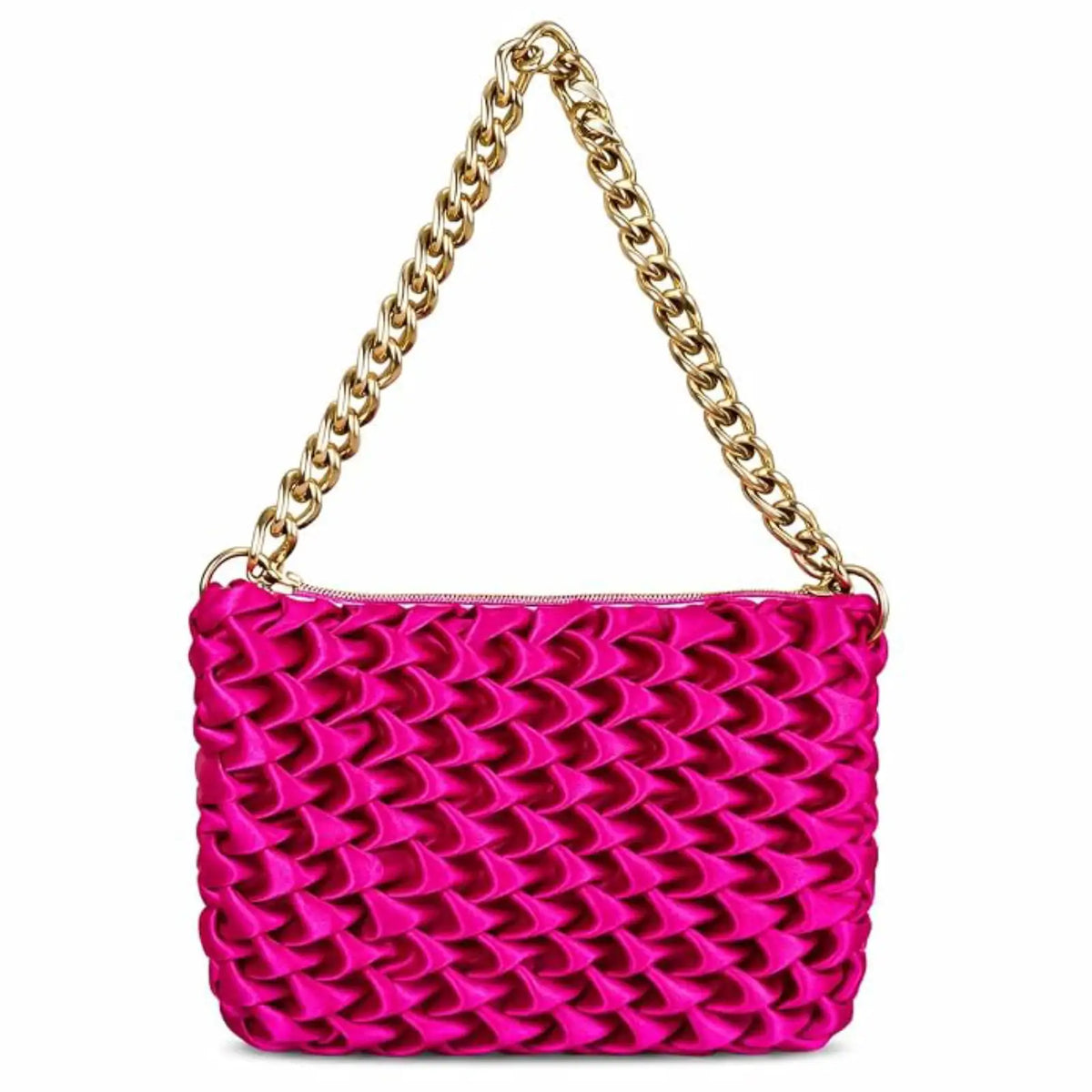 ENSAC Pleated Sling Bag for Women – Satin Silk Evening Party Shoulder Bag