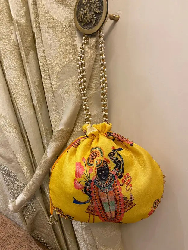 Ensac Women Beige Potli Bag (Pack of 2) | Stylish Ethnic Handbags for Parties & Weddings