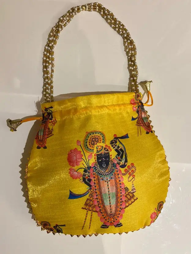 Ensac Women Yellow Potli Bag | Ethnic Party Handbag for Women & Girls