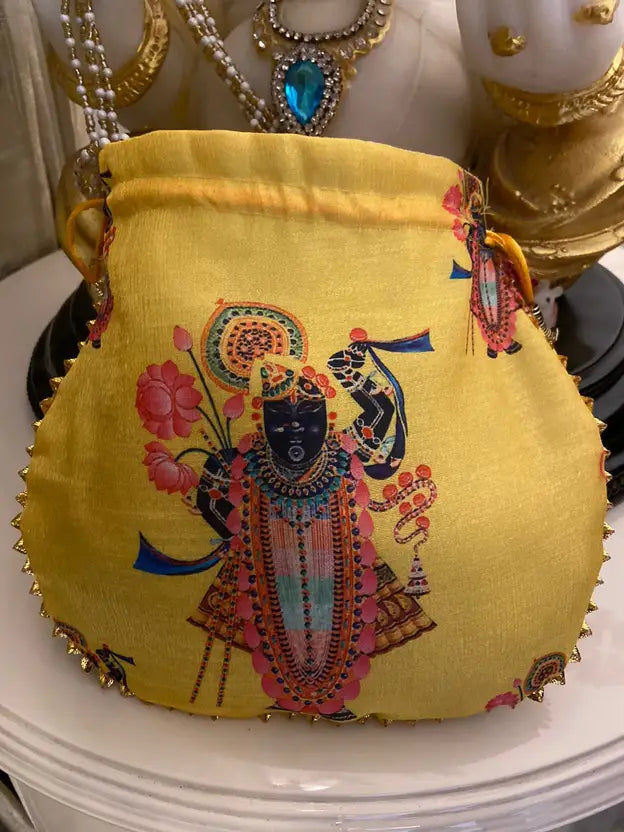 Ensac Women Yellow Potli Bag | Ethnic Party Handbag for Women & Girls