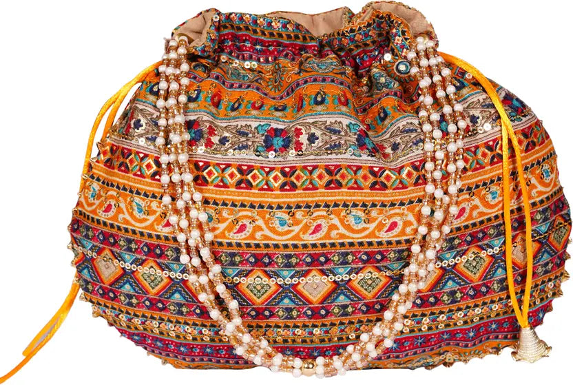 Ensac Women Multicolor Potli Bag | Ethnic Party Handbag for Women & Girls