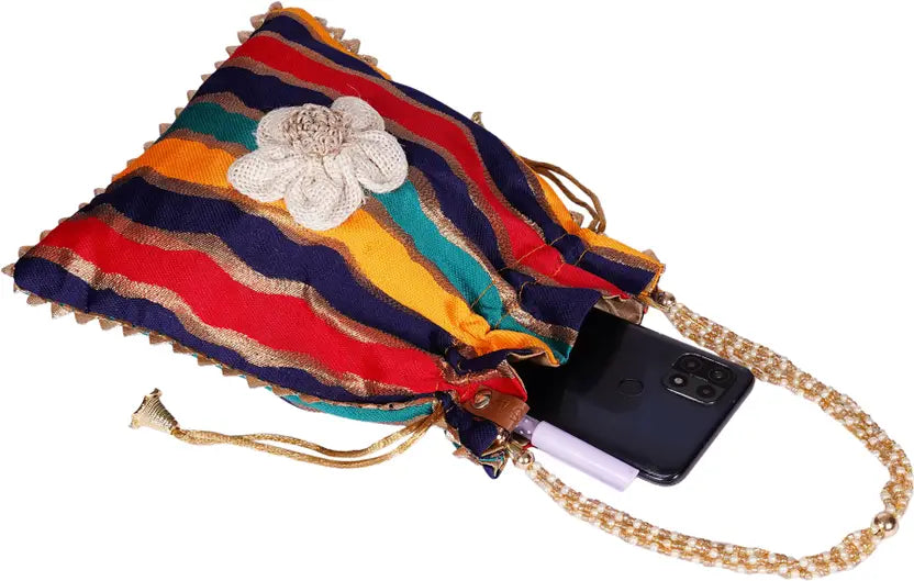 Ensac Women Multicolor Potli Bag (Pack of 2) | Ethnic Party Handbags for Women & Girls