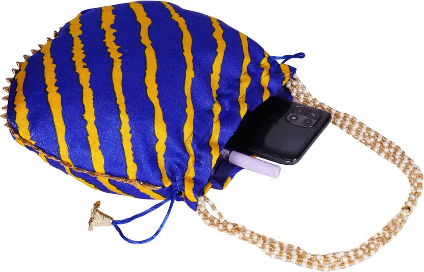 Ensac Women Blue Potli Bag (Pack of 2) | Ethnic Party Handbags for Women & Girls
