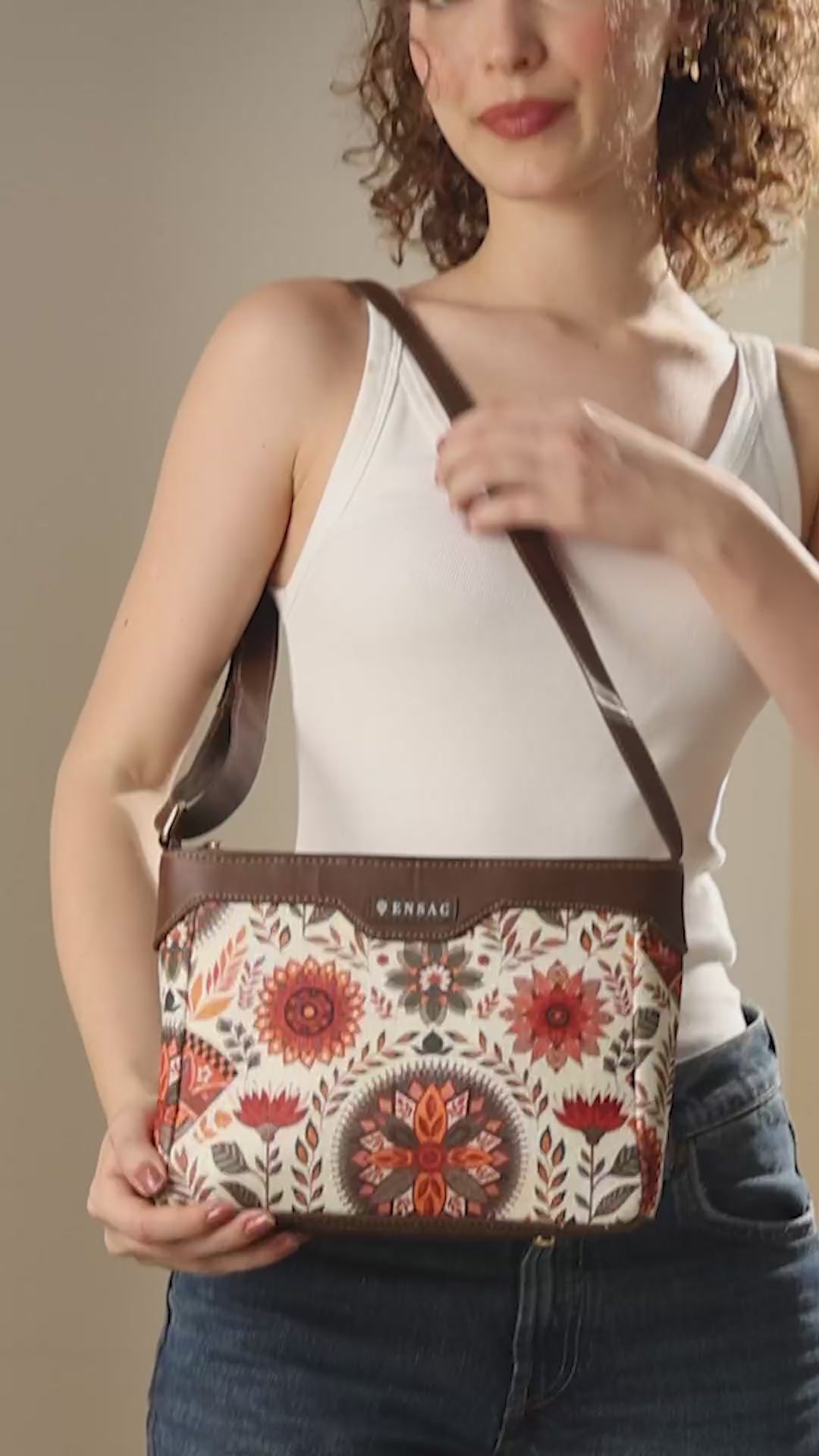 ENSAC Women's Ethnic Sling Bag – Printed Satin Silk Crossbody Bag