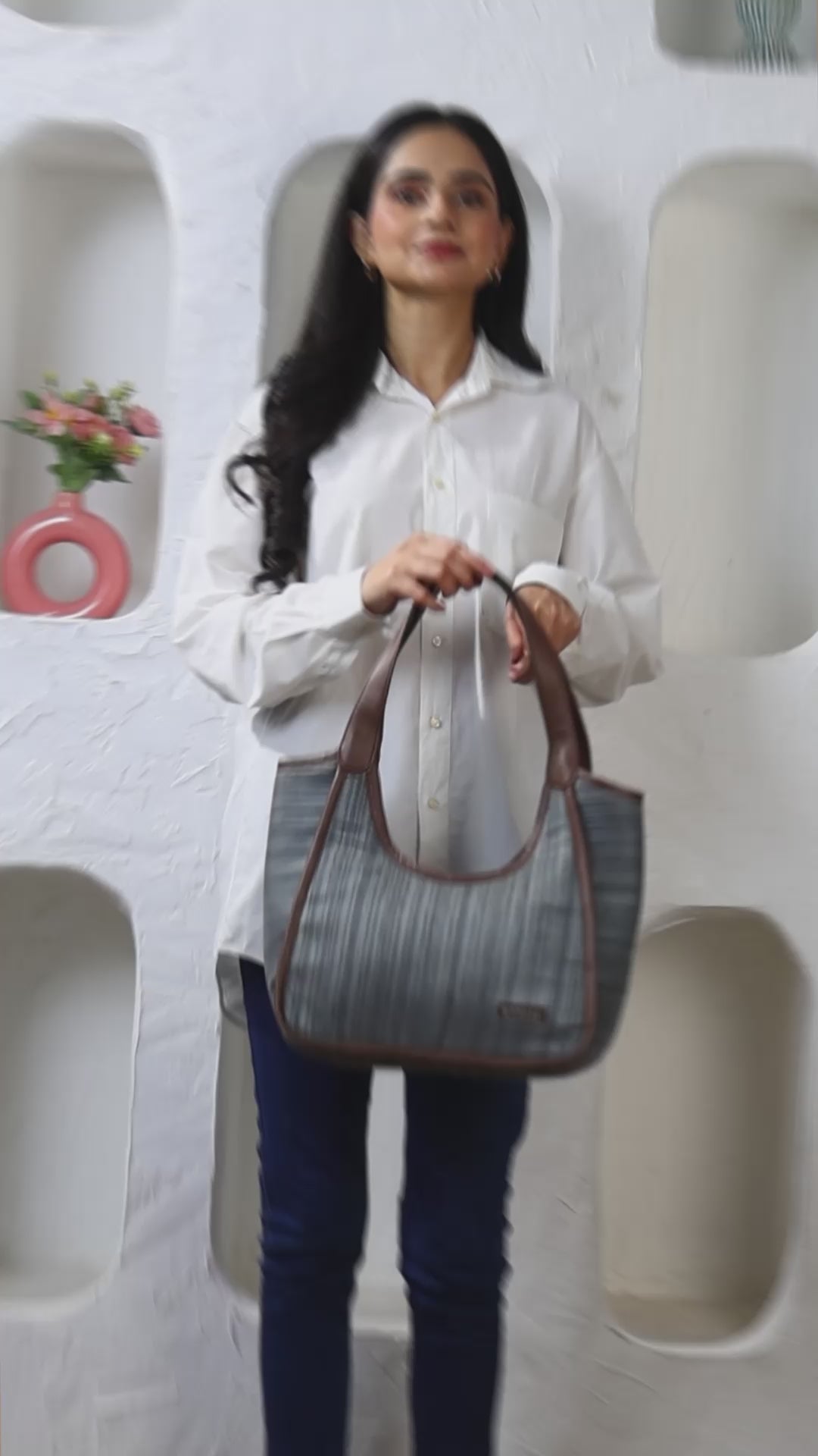 ENSAC Oval Cotton Hobo Bag for Women – Botanical Print Shoulder Bag